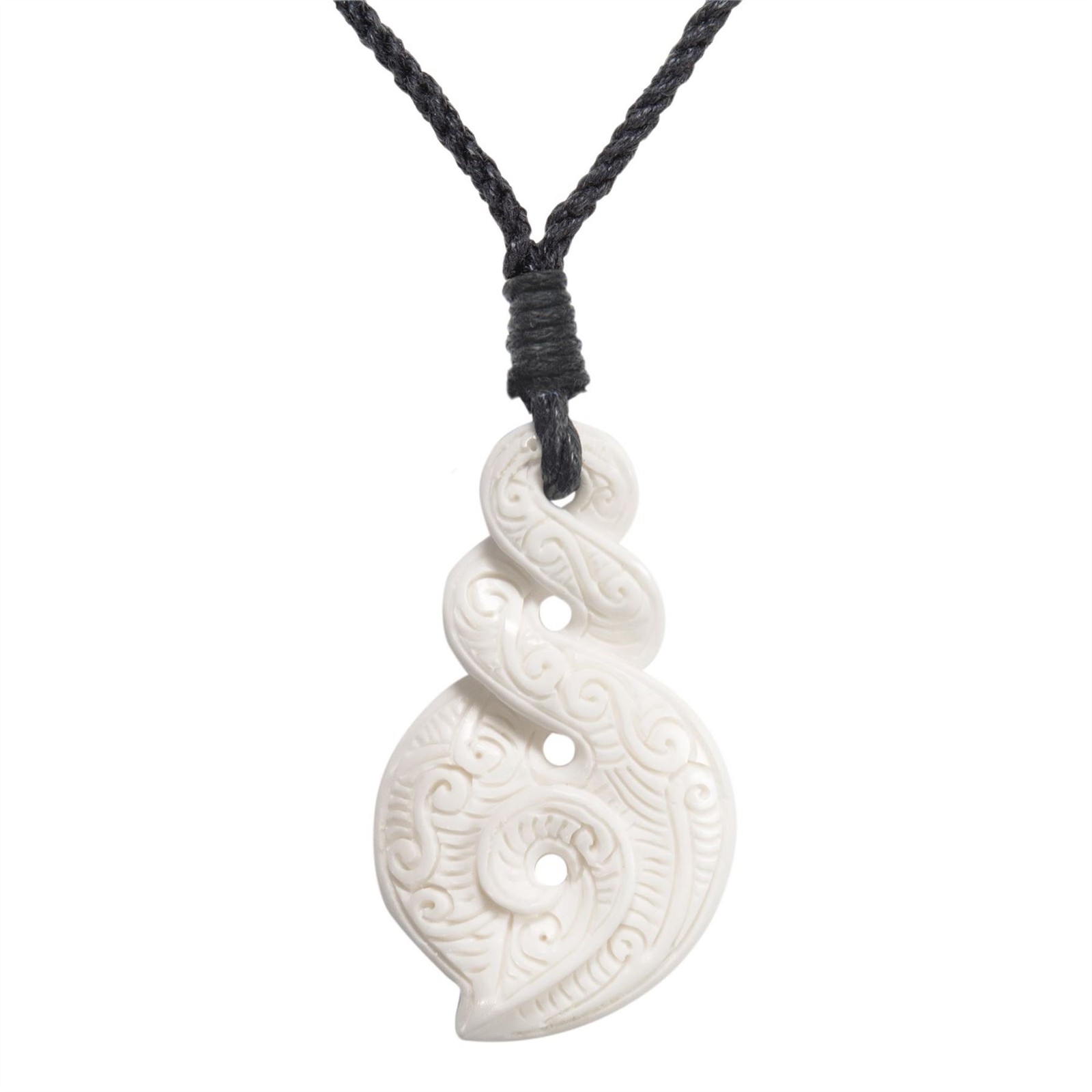 Bovine Bone Pendant Maori Pikorua Twist Koru Tribal Necklace – 81stgeneration