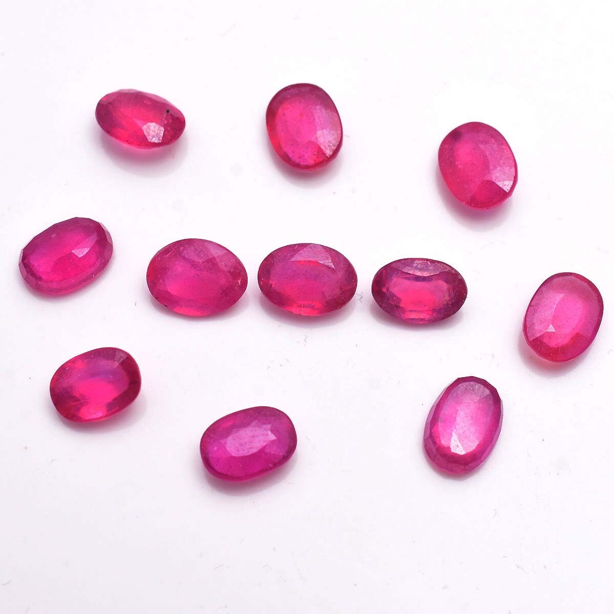 11 Pcs Natural Ruby Stunning Red 8mm-9mm Oval Faceted Cut Loose Gemstones Lot