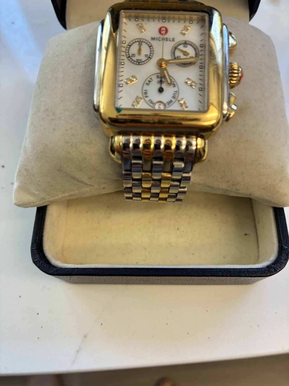 Michele Deco MOP Diamond Dial Two-Tone Steel Ladies Watch (MWW06A000779)