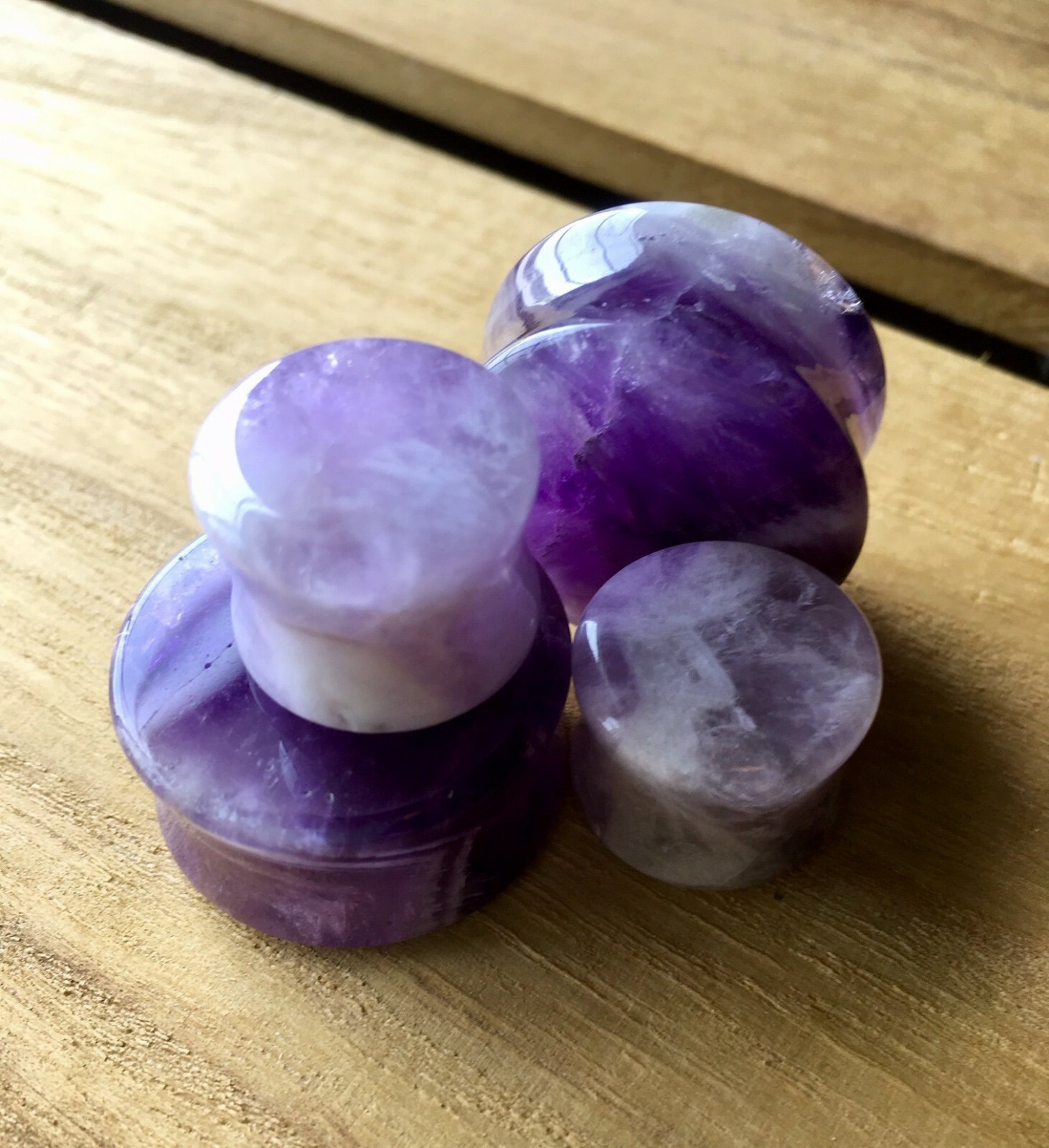 PAIR Amethyst Amythest Organic Stone Plugs Gauges – up to 32mm available!