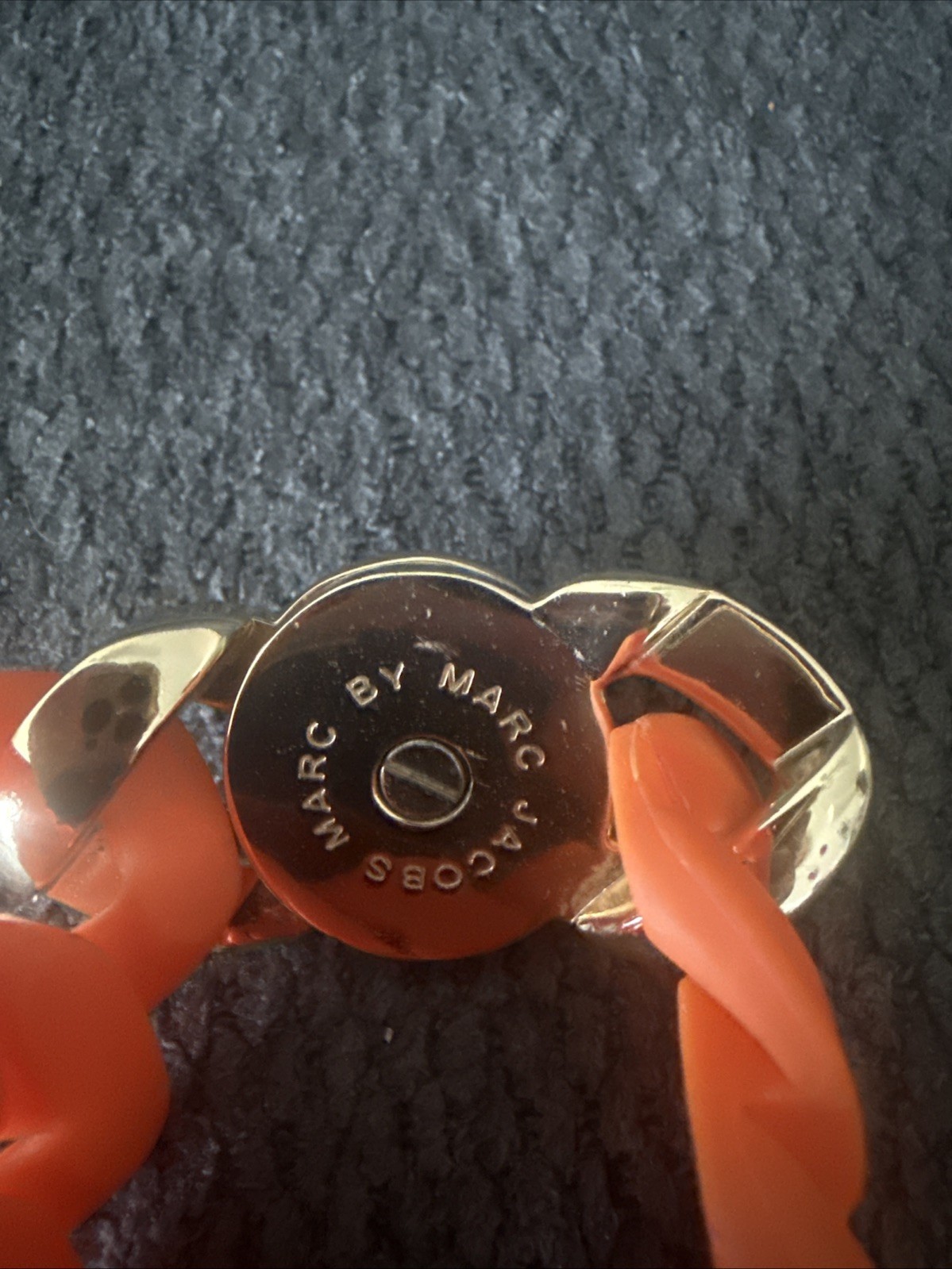 Marc by Marc Jacobs Fluoro Orange Turnlock Rubber Stretch Bracelet