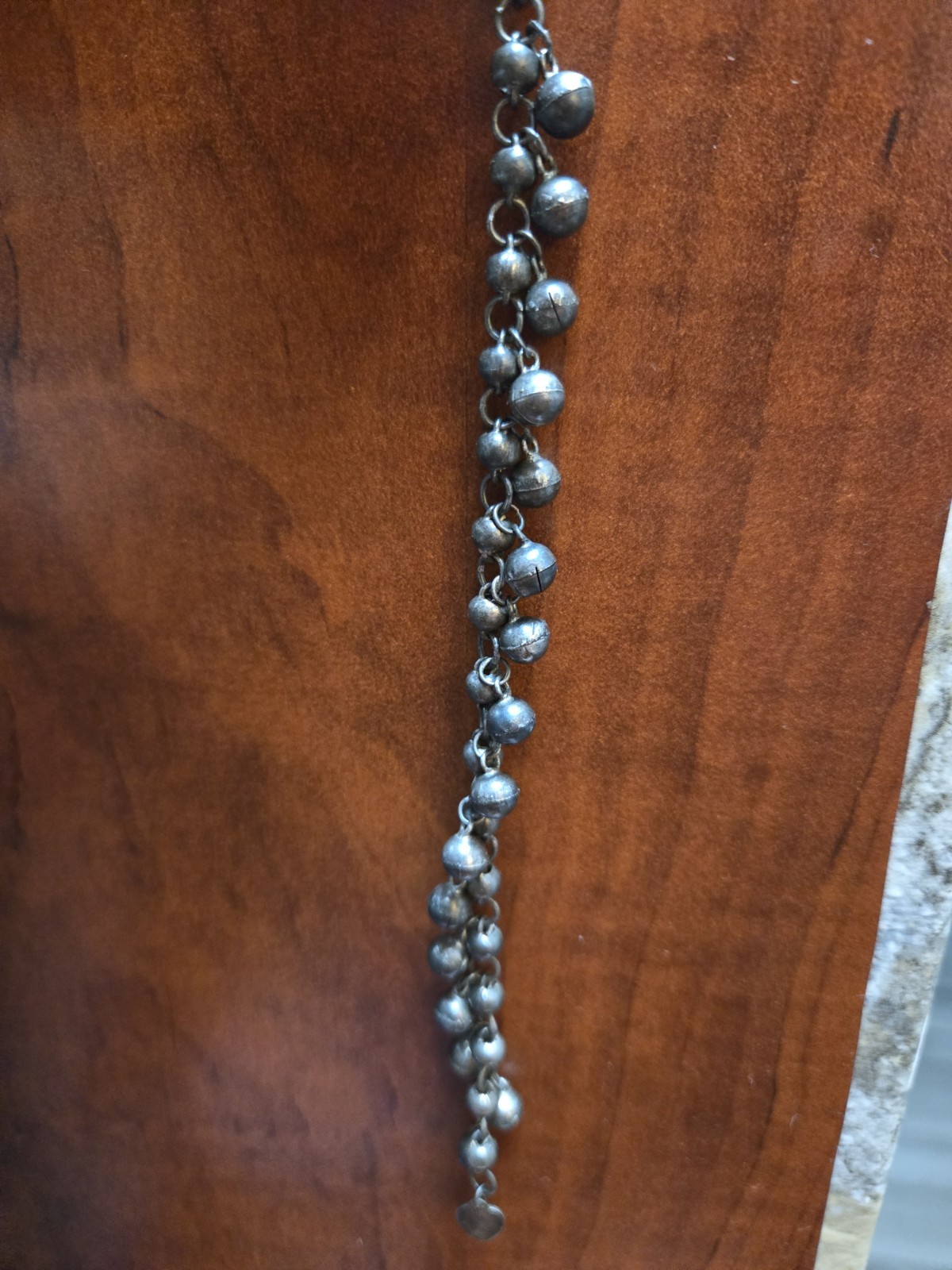 Vintage Tribal Belly Dance Jingle Bell 925 Silver Anklet Made in Hong Kong 6″