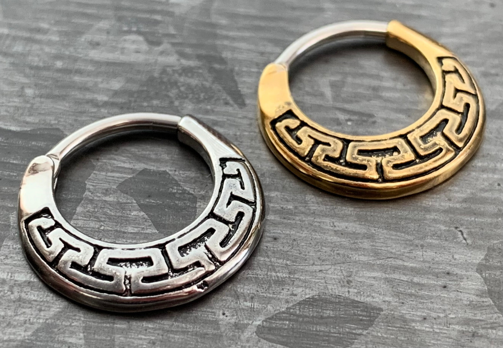 Maze Tribal Fan Round Surgical Steel Septum Clicker Pierced Nose Ring 16g
