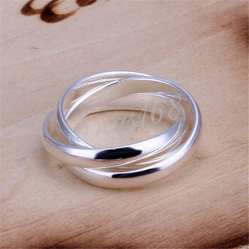 925 Sterling Silver Triple Rolling Band Ring Size6/6.5/7/7.5/8/8.5/9/9.5/10 C666