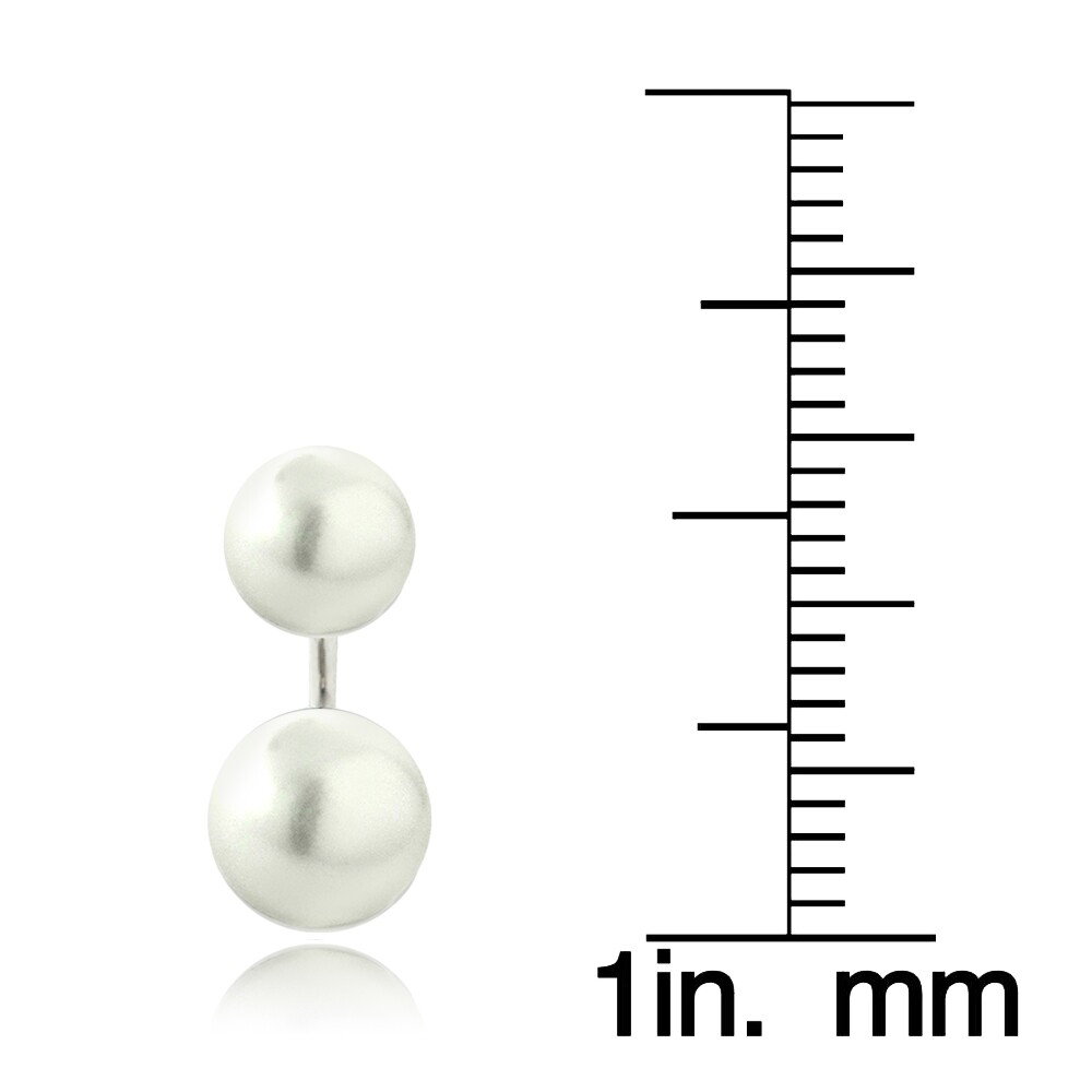 Sterling Silver White Freshwater Cultured Pearl Front-Back Earrings