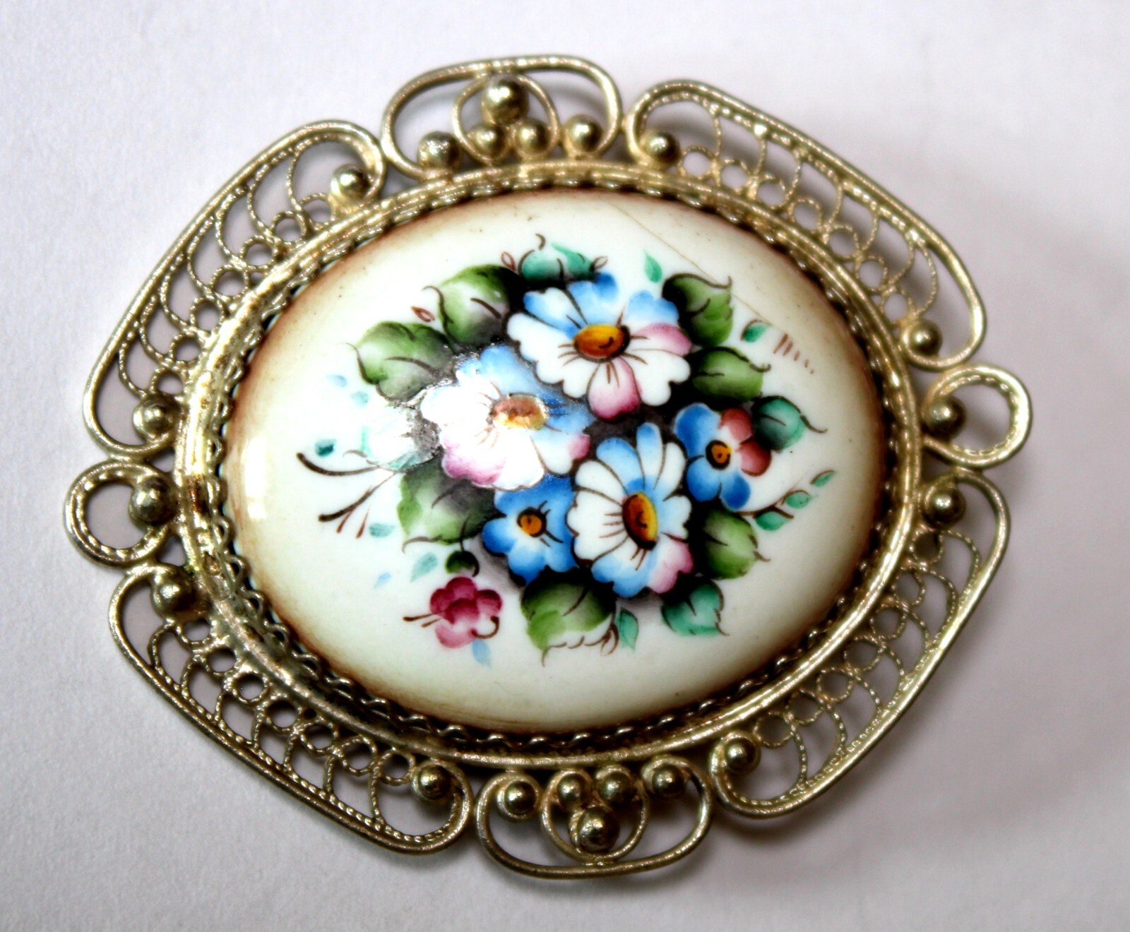 Vintage 1980 Russian Hand Painted Enamel Finift Jewelry Brooches 5 Variation #60