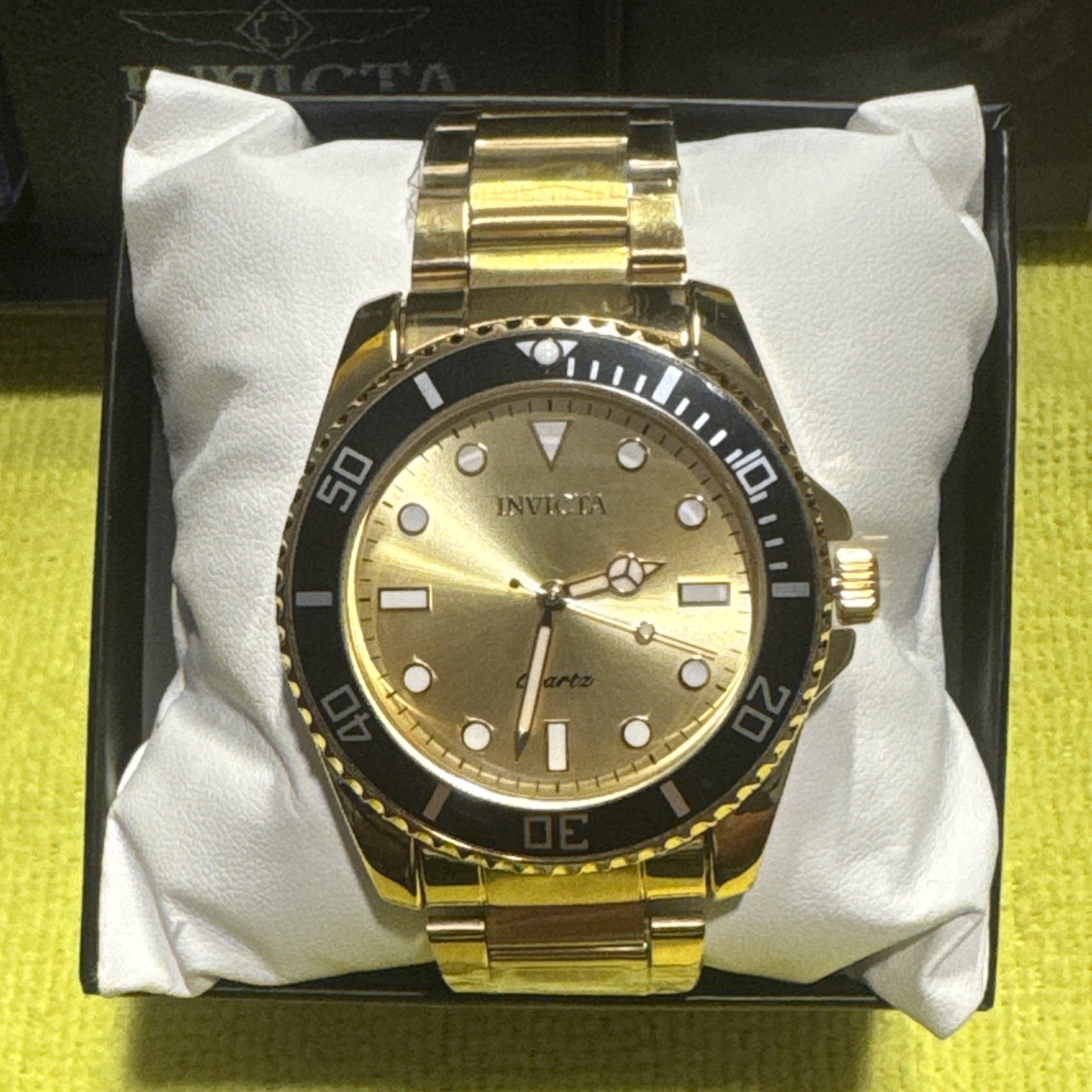 Invicta 42mm Vitreos Pro Diver Gold Tone Watch With Flame Fusion Crystal (69396)