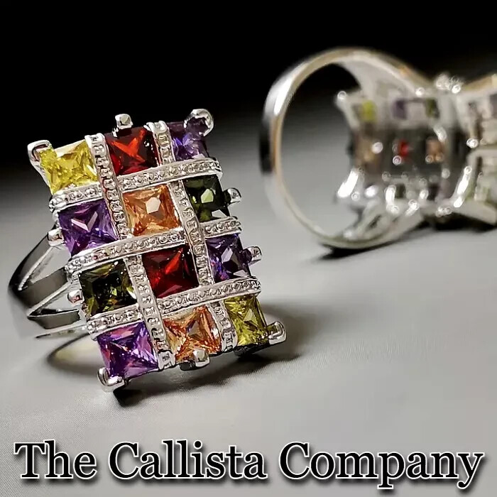 8.5K+ Sold CALLISTA CO LAB-CREATED PRINCESS CUT MULTI-COLORED 3A+ CZ RG SZ 5-10
