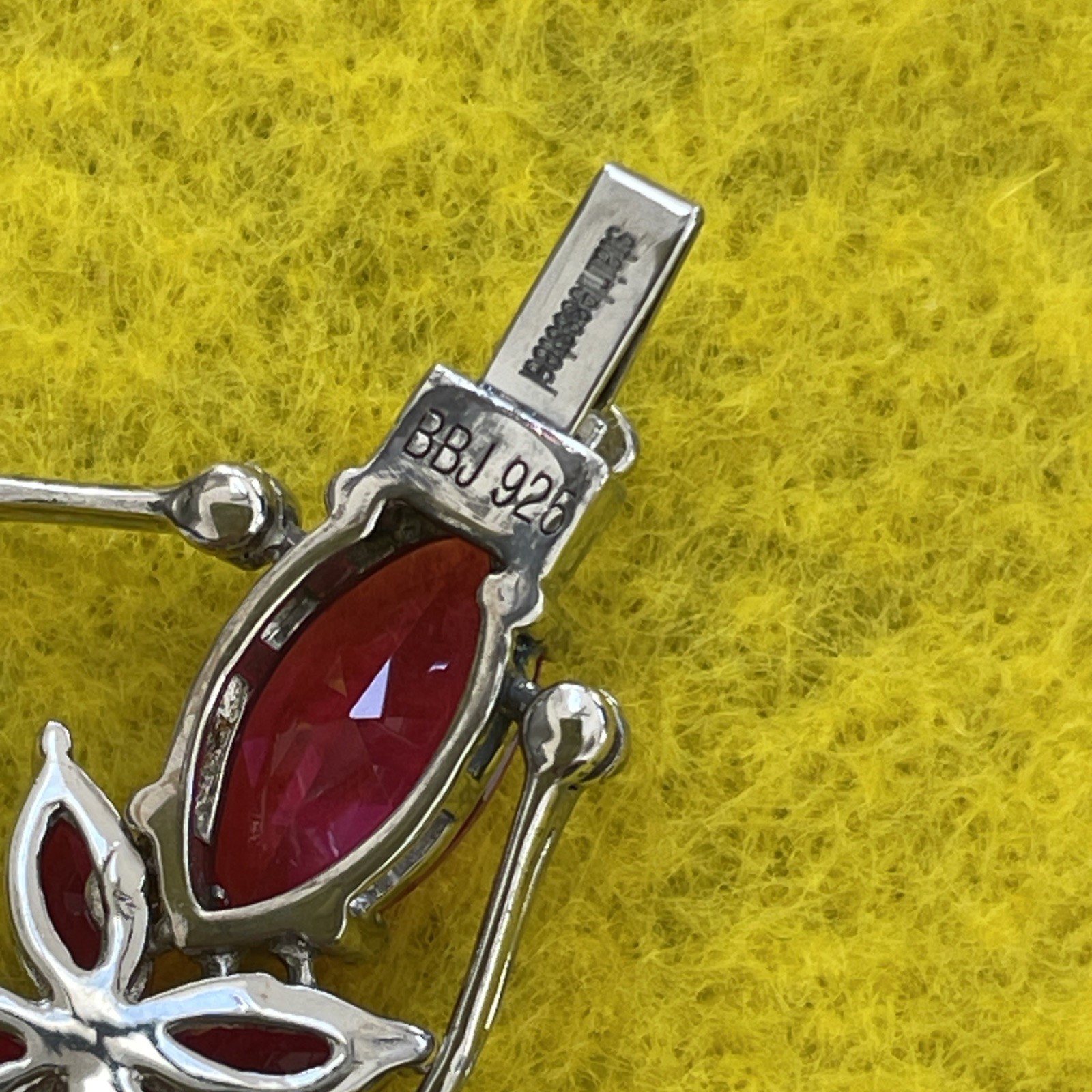 24.76 CTW 7.2” Lab Created Marquise Ruby & 925 Silver Bracelet – 21 Grams