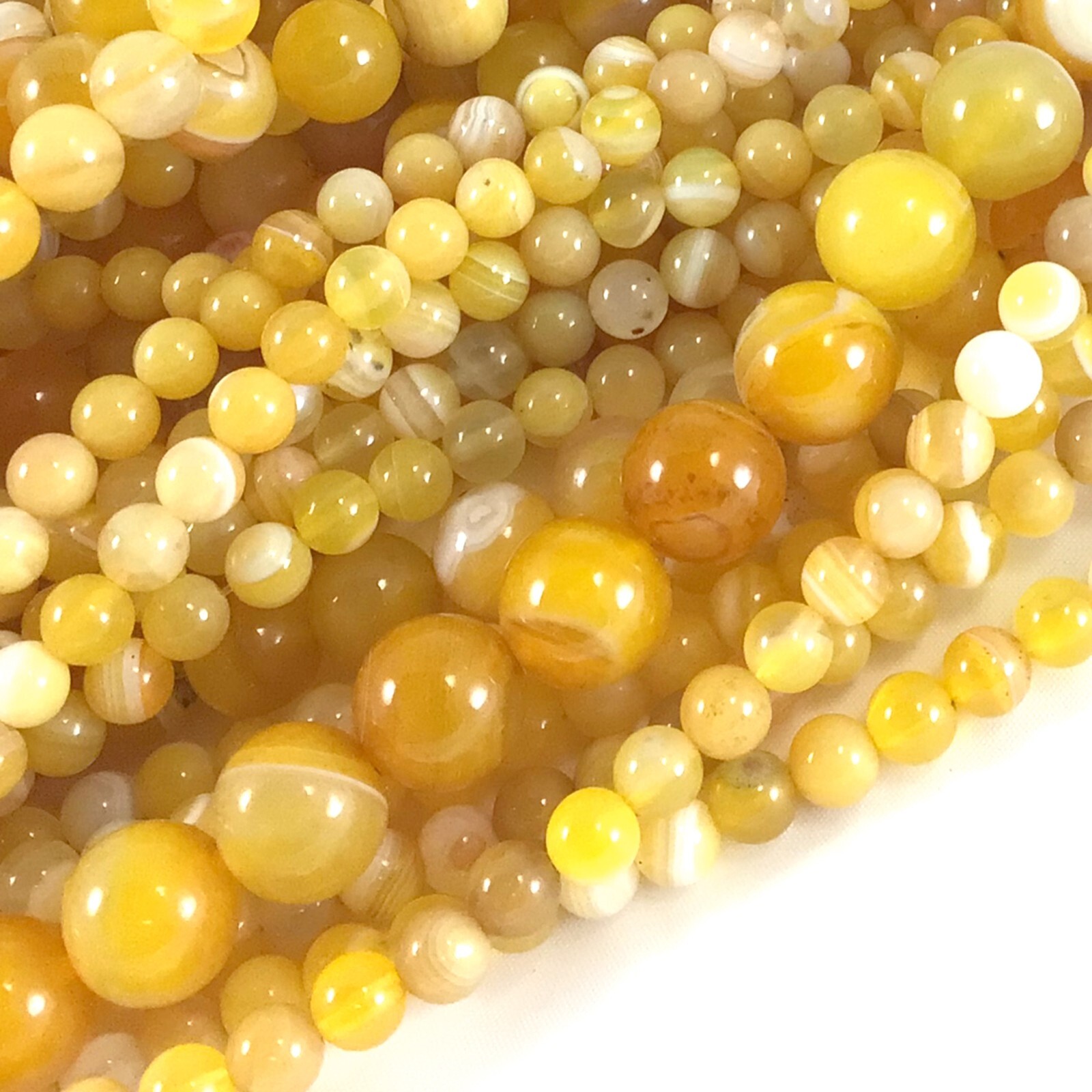 Natural Gold Yellow Stripe Agate Round Bead 15″ Jewelry Making Gemstone Bead