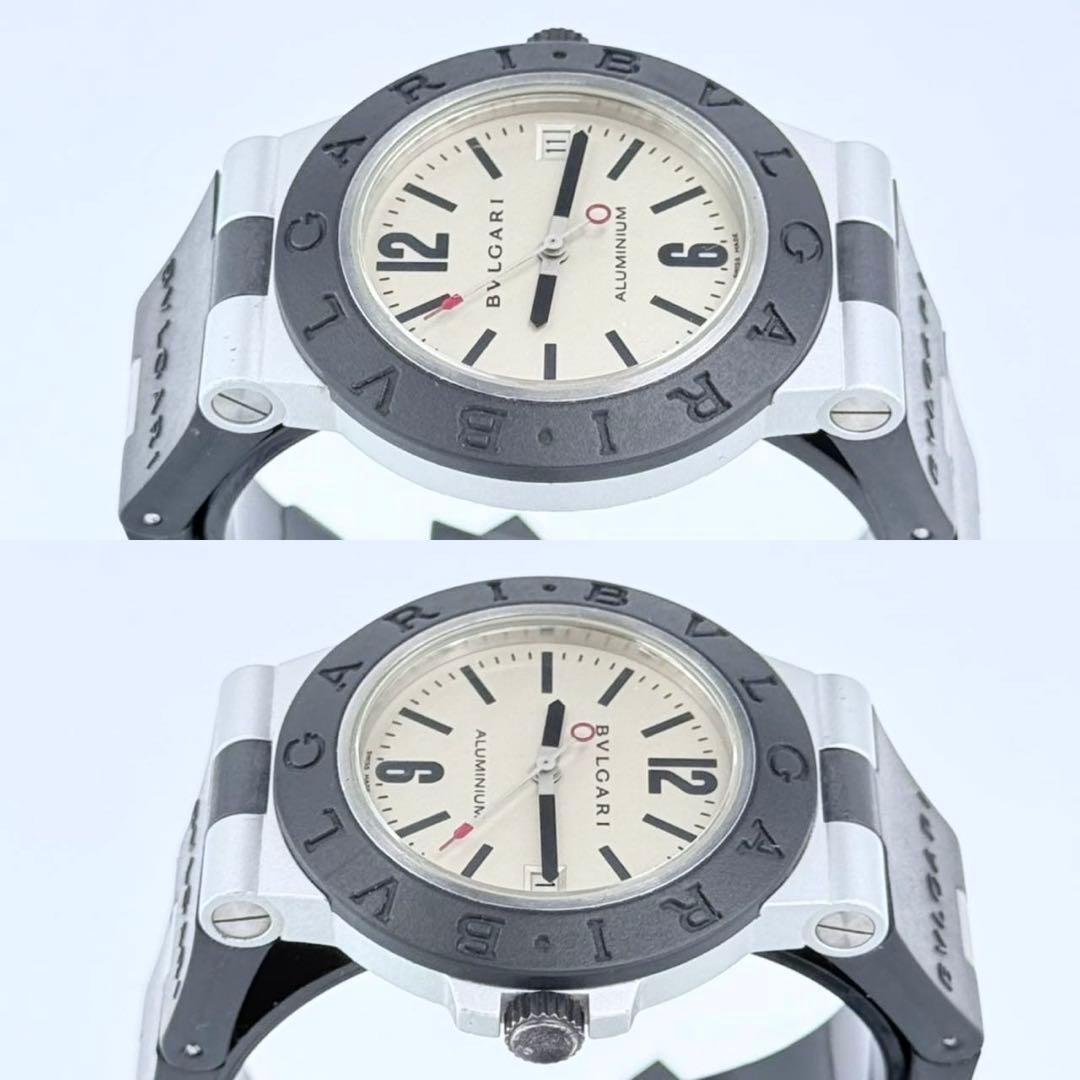 Bvlgari AL38A Automatic Aluminum Men’s Watch White Date Japan 0711936