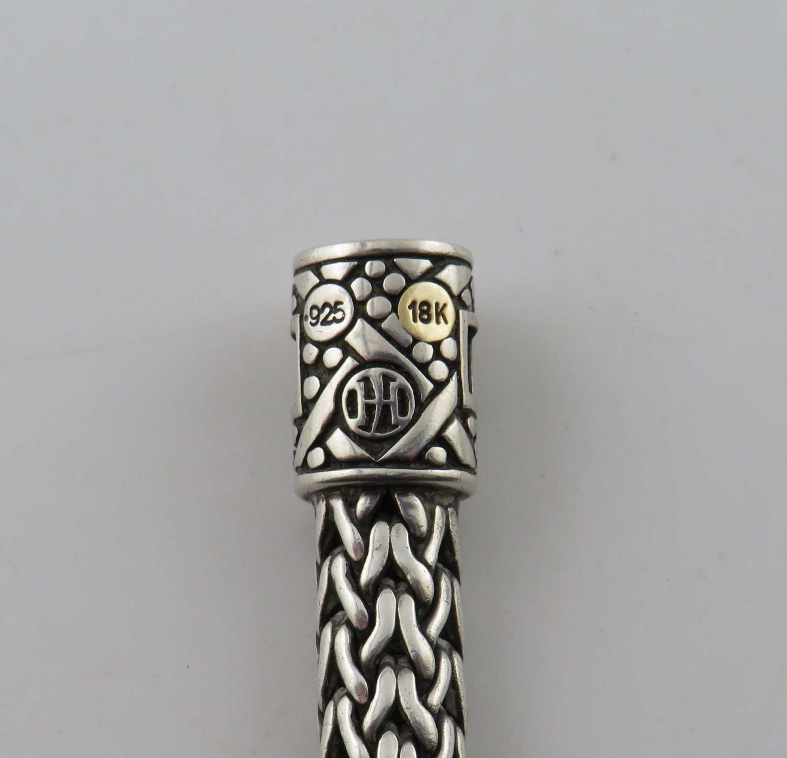 John Hardy Sterling Silver & 18K Yellow Gold Dot Braided Woven Bracelet 7″ #S035