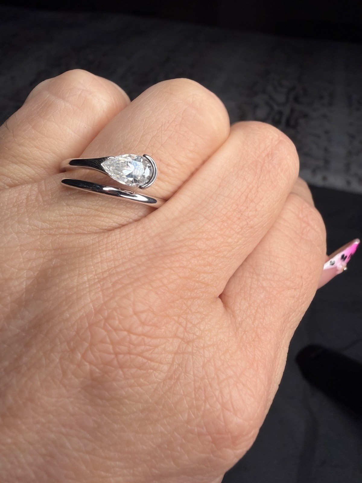 Pear Cut Moissanite Engagement Ring VVS D 1.00 CTW Gold Filled Size 7