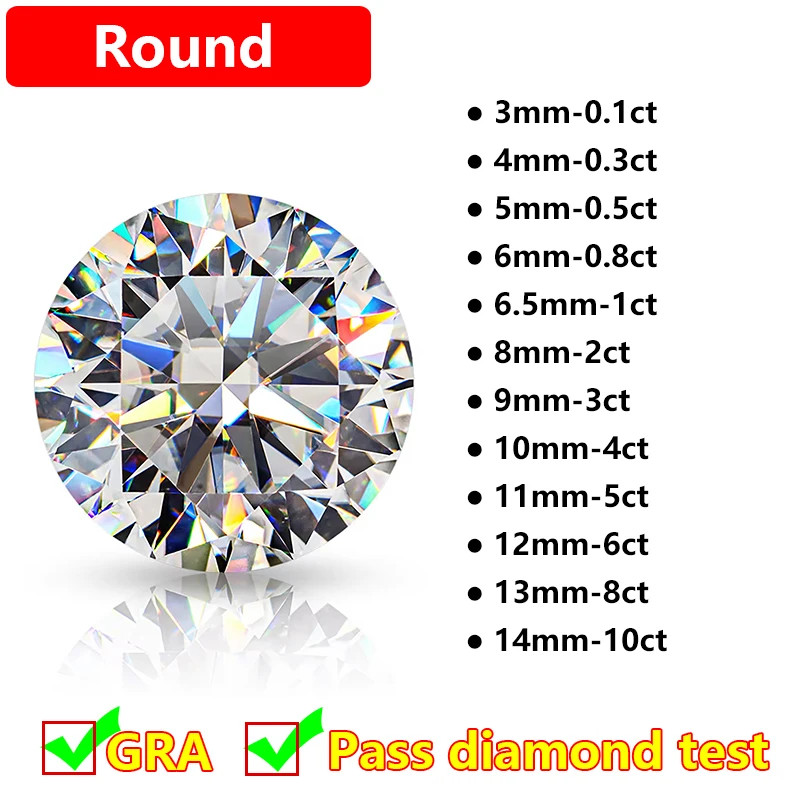 1-10ct Full Shape Moissanite Loose Stone D Color Moissanite Gemstones Wholesales