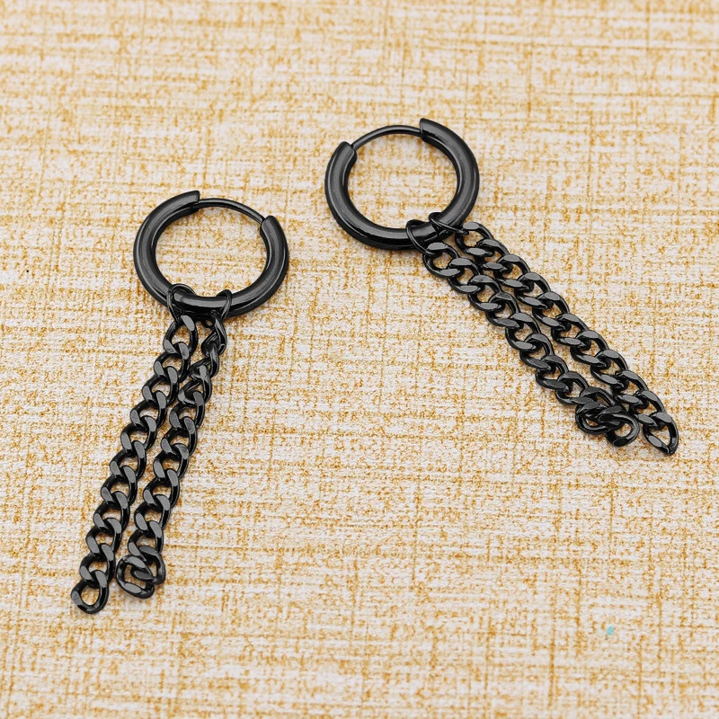 1 Pairs Punk Stainless Steel Stud Earrings Black Earrings Set For Men Women