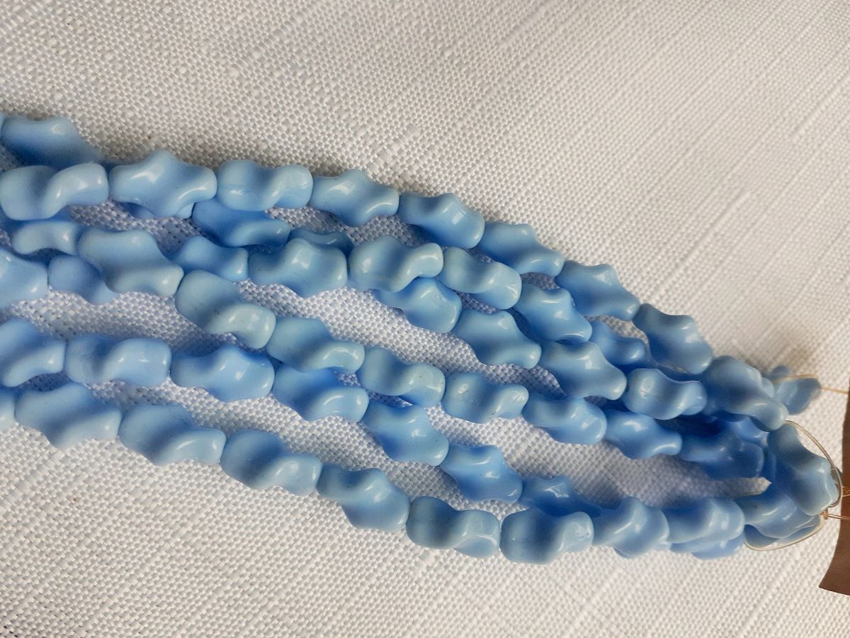 Blue Twirl 10mmX8mm German Vintage Glass Beads ~13 Beads. As Pictured