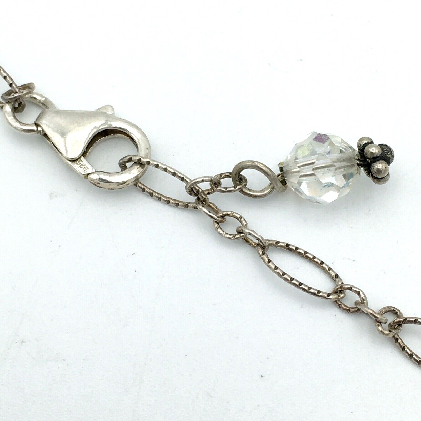 QUARTZ PRISM necklace – cultured pearl beads sterling silver flower pendant 20″