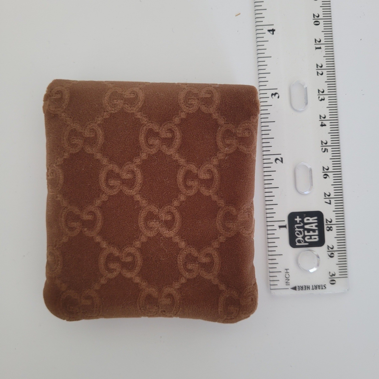 Gucci Brown GG Monogram Velvet Jewelry Pouch Small Travel Case Accessory Bag