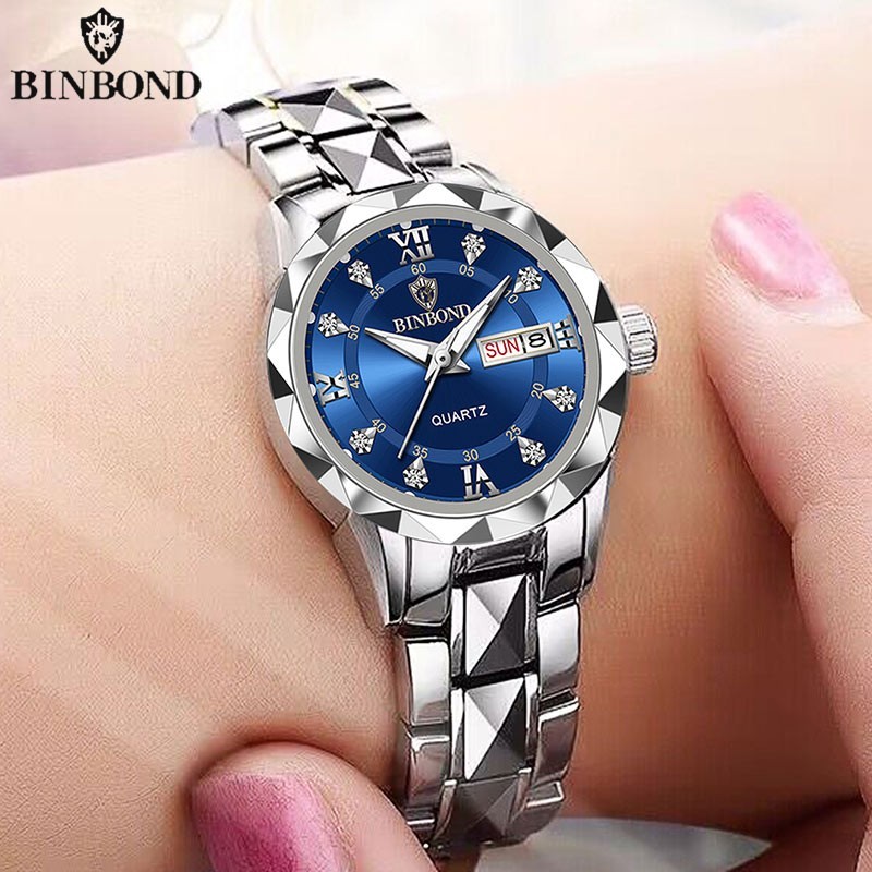 Women’s Quartz Watch Stainless Steel Band Sapphire Crystal Luminous 3Bar Date