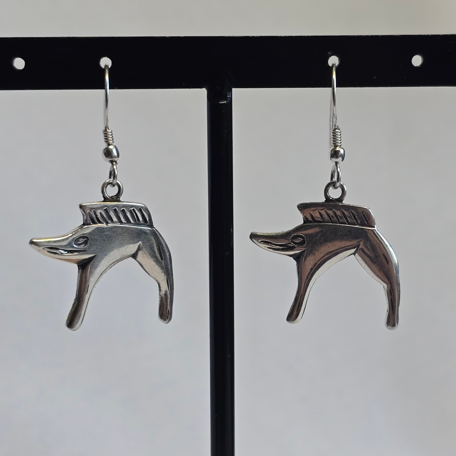 Sterling Silver Earrings 7.36g Fine Jewelry Celtic Boar Hook Back Dangles