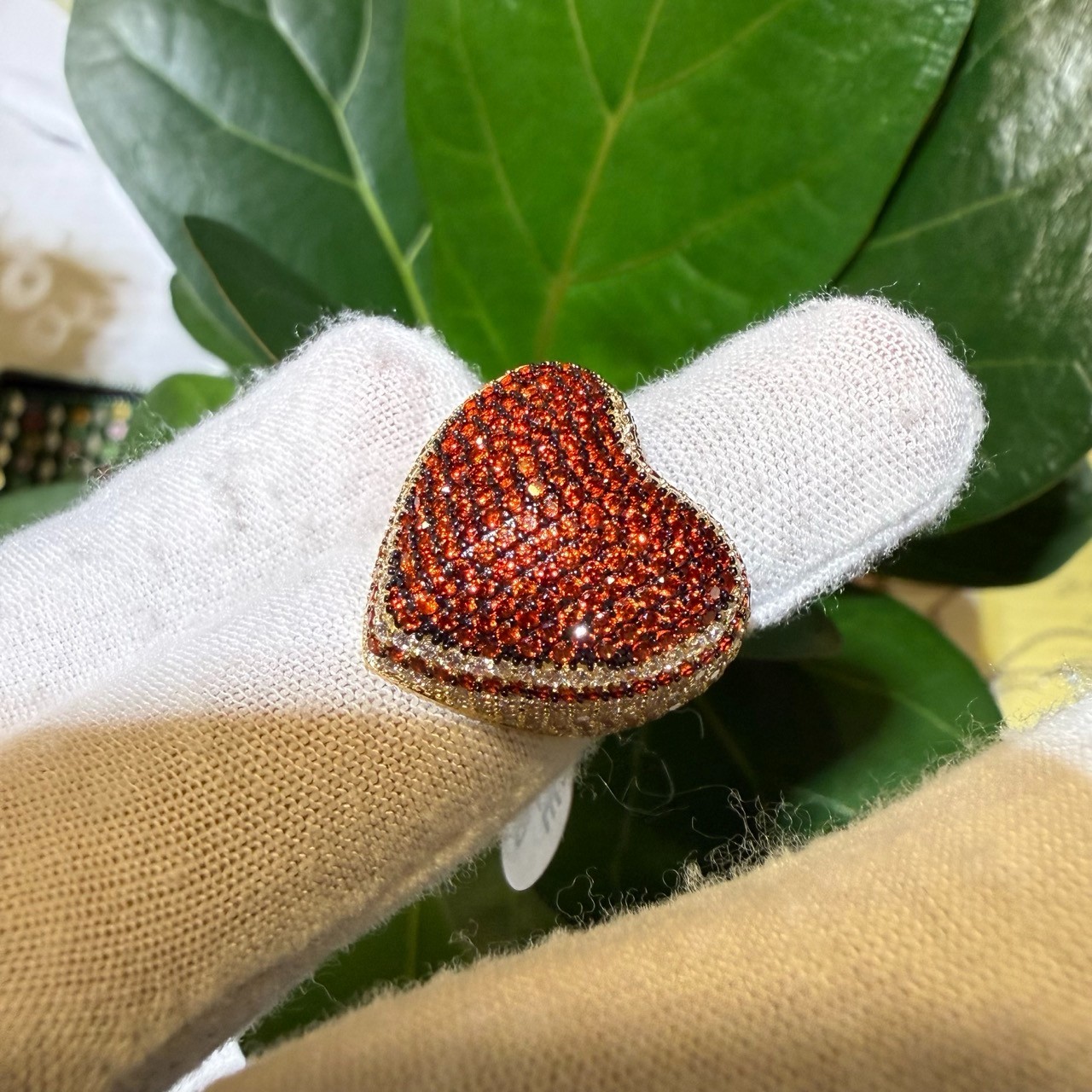 Solid 925 Sterling Silver Red Heart Ring CZ Diamond Pave Hypoallergenic Gift