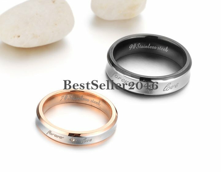 “Forever Love” Engagement Promise Ring Men Women Stainless Steel Wedding Band