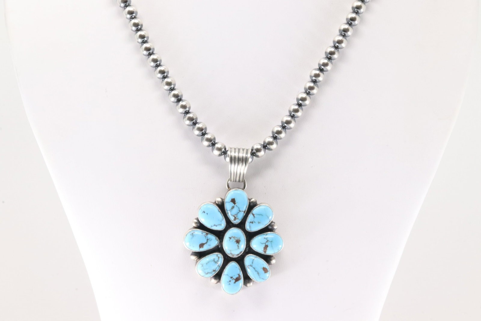 Turquoise Sterling Pendant Attributed to Shirley Henry, Navajo, Big Stone