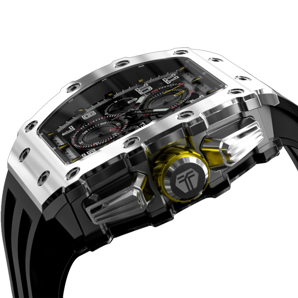 TSAR BOMBA Luxury Men’s Quartz Watch Tonneau Design 5ATM Chronograph Silicone