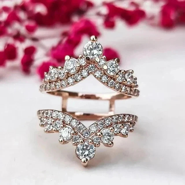 1.50Ct Round Cut Real Moissanite Stone Spiral Wedding Ring 14K White Gold Plated