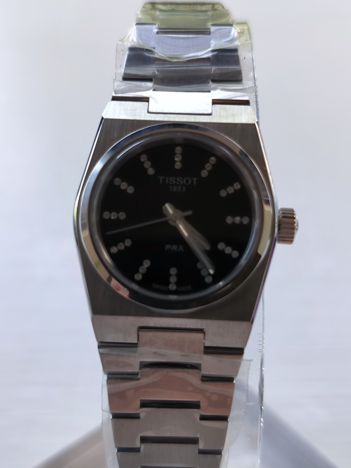 Tissot PRX, beautiful ladies black dial with diamond markers. Perfect gift