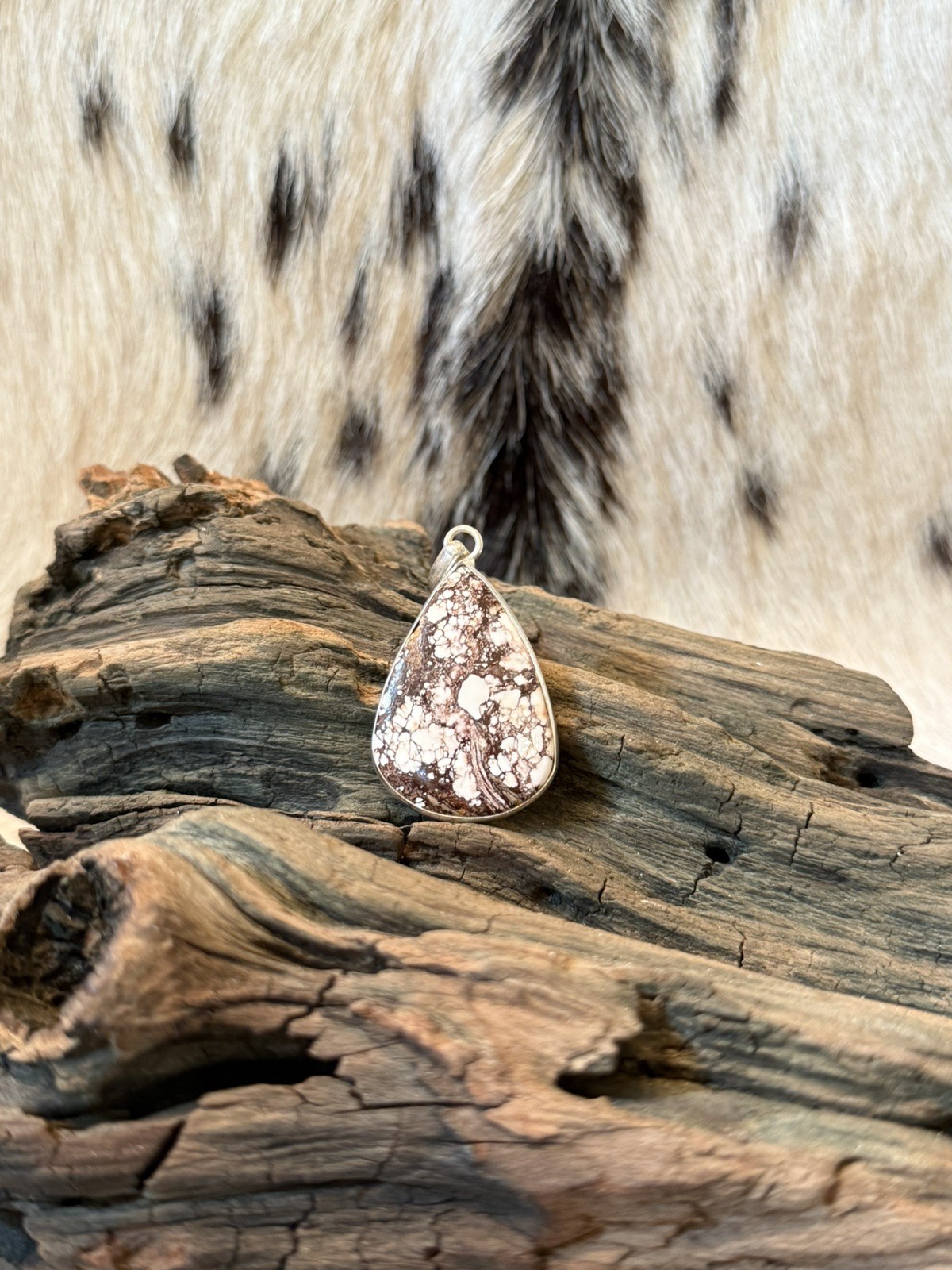Southwest Sterling Silver WILD HORSE JASPER Turquoise Teardrop Pendant