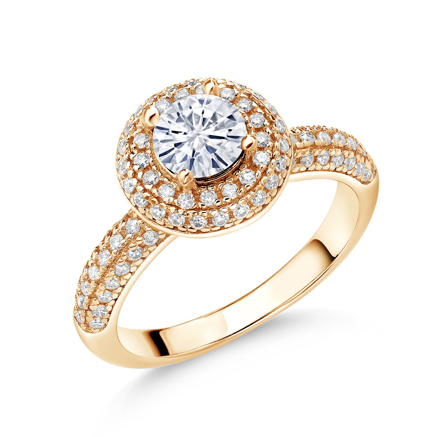18K Yellow Gold Plated Silver Ring Set with Moissanite (1.27 Cttw)