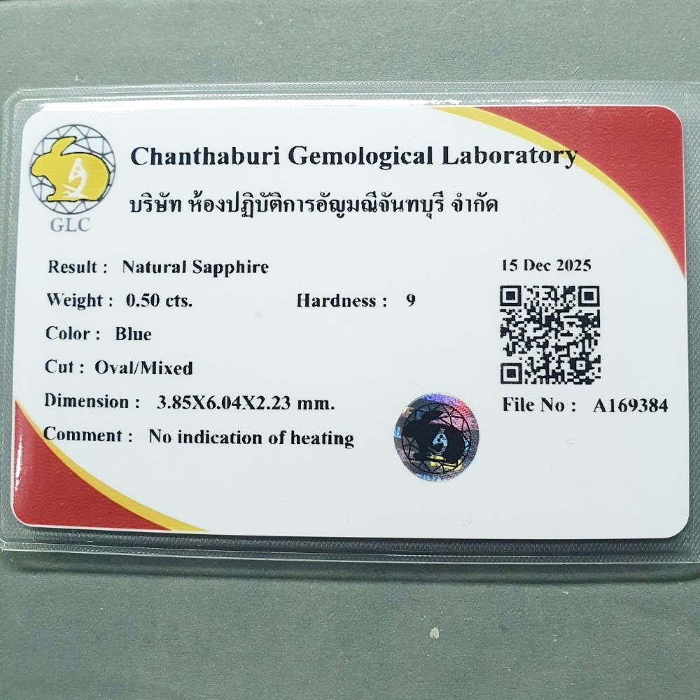 FREE CERT REPORT 0.50CT. Natural Oval Madagascar Blue Sapphire Unheated