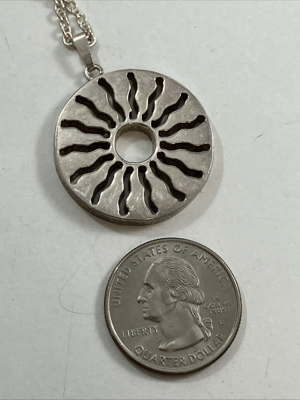 Bernhard Weber Sterling Silver Modernist Celestial Sun Burst & 17” 925 Chain 18g