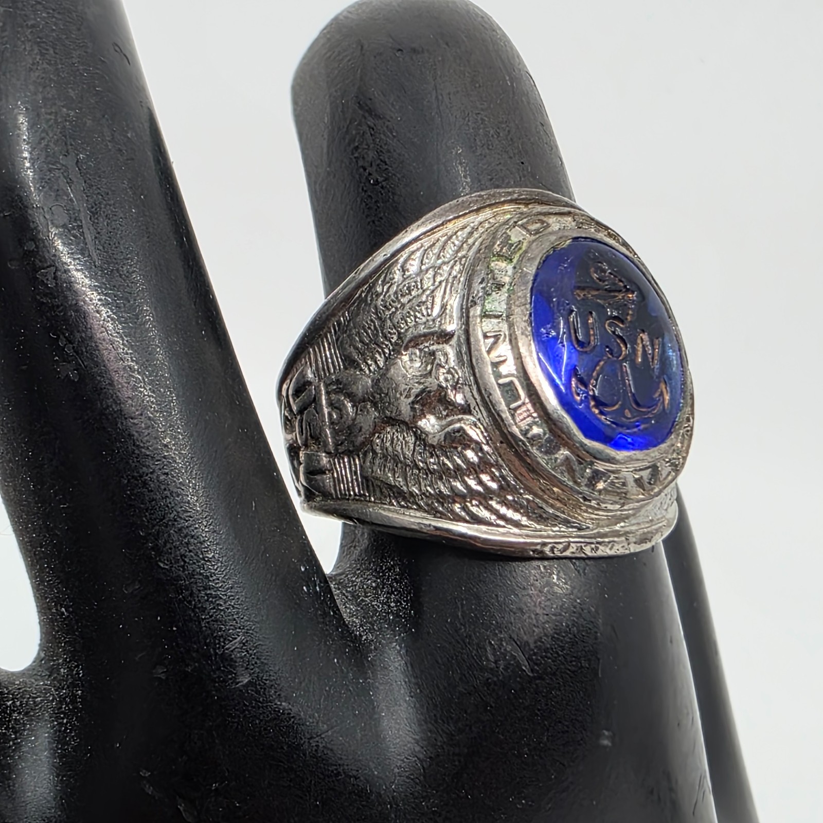 Vintage USN Naval Academy Sterling Silver 925 Kinney Wide Band Ring Size 8.5