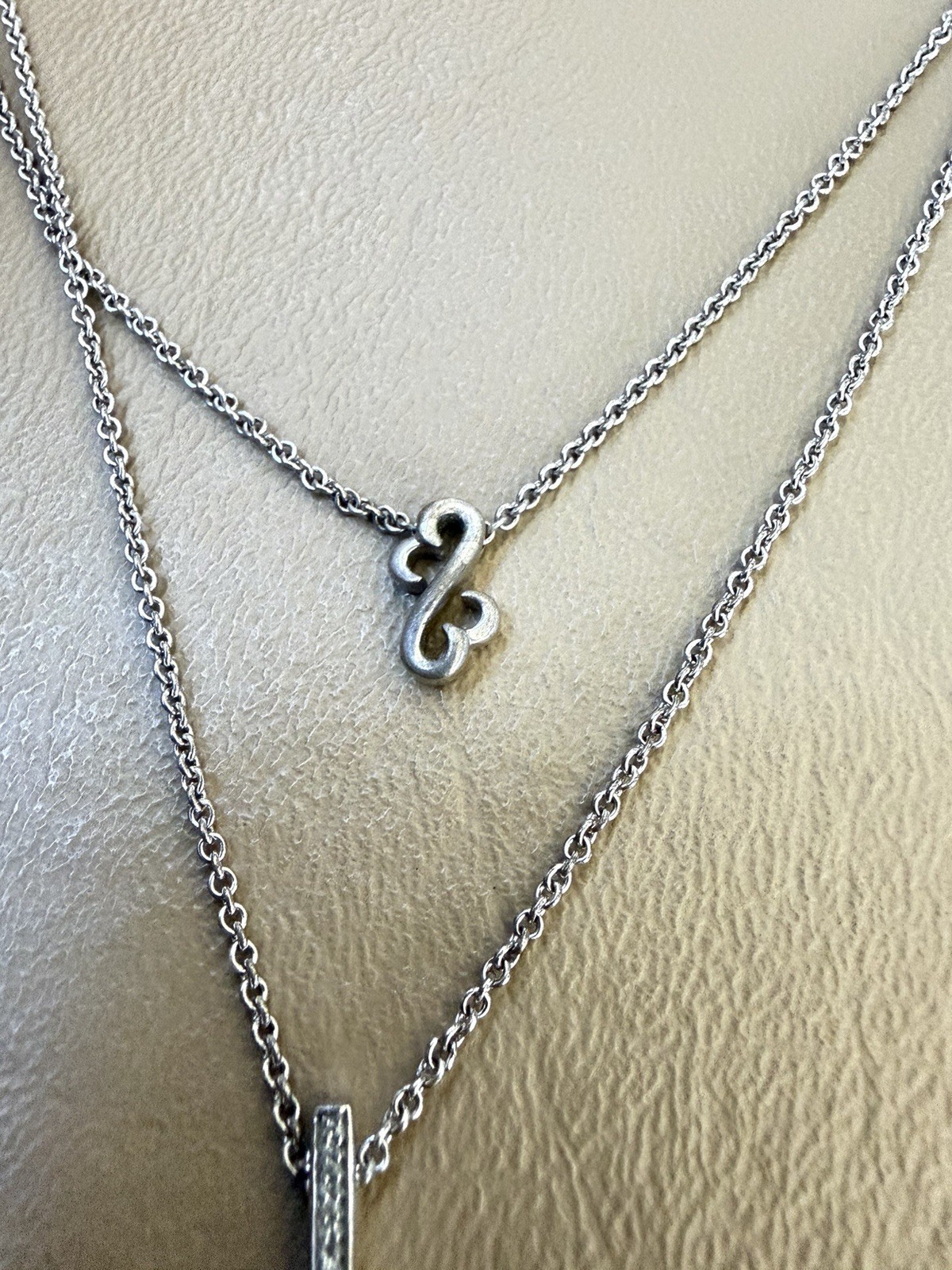 Jane Seymour Open Hearts Diamond Bar/Open Heart Layered Cable Chain Necklace
