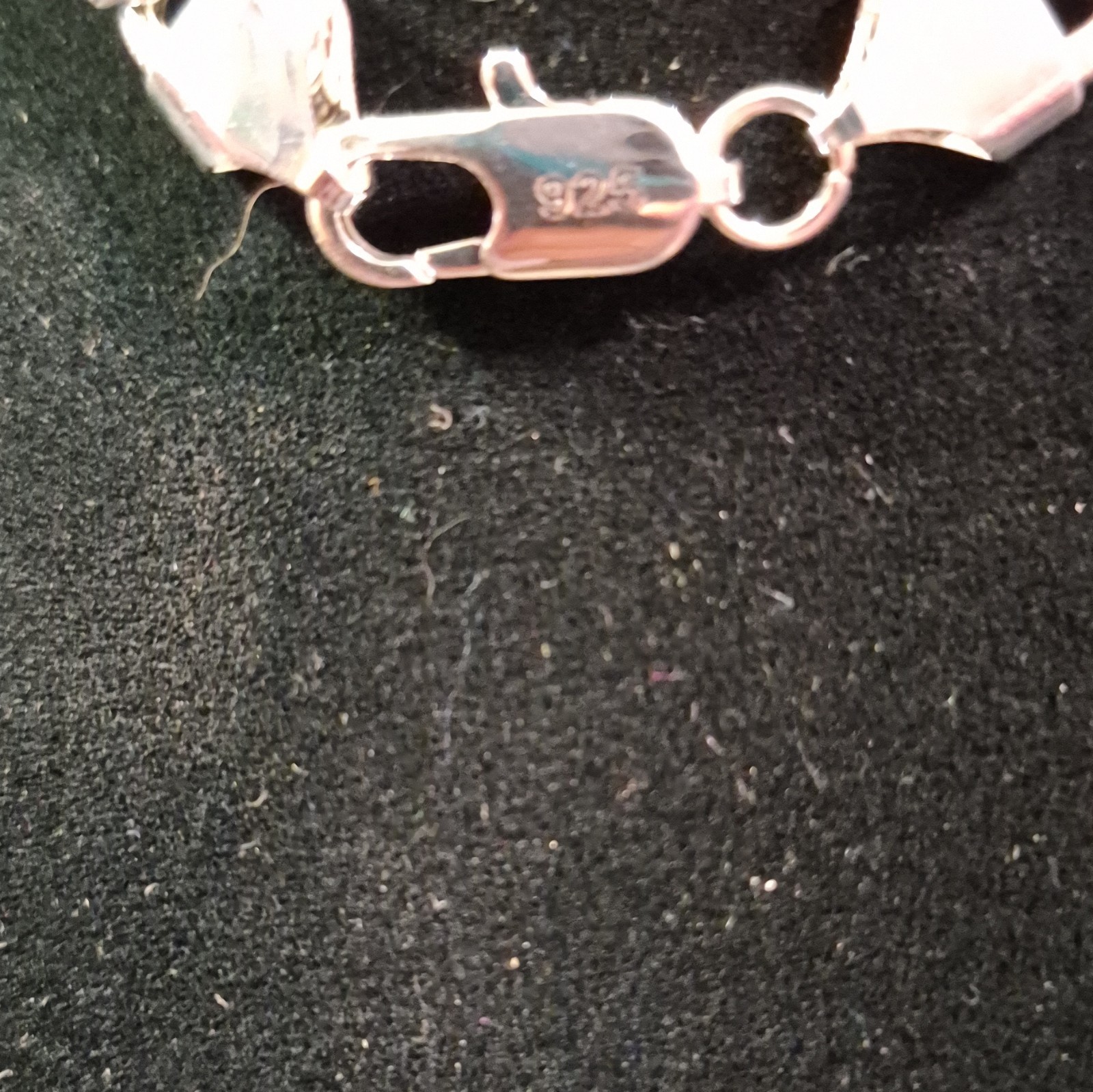 925 Sterling Silver Curb Link Chain Bracelet, Lobster Clasp, Signed, Silver
