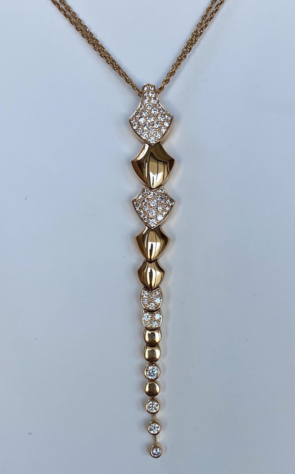 AKILLIS France 18K Rose Gold Diamond Python Necklace Extravagant $10K+ 4”
