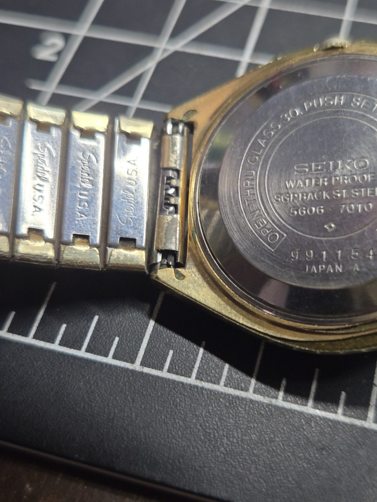 vtg seiko gold tone 5606 7010 automatic 25j 10k rgp band selfwinding