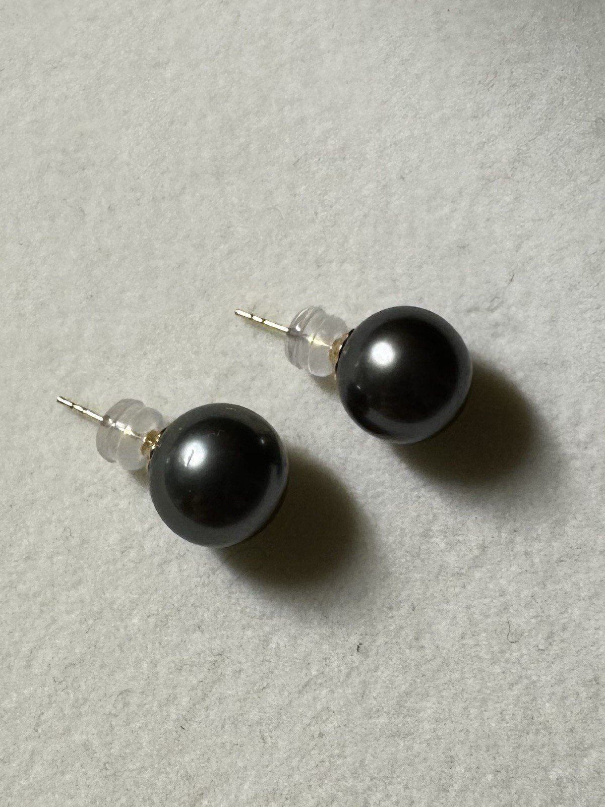 10.2mm Cultured Tahitian Pearl round Stud Earrings 18K Yellow Gold new free ship
