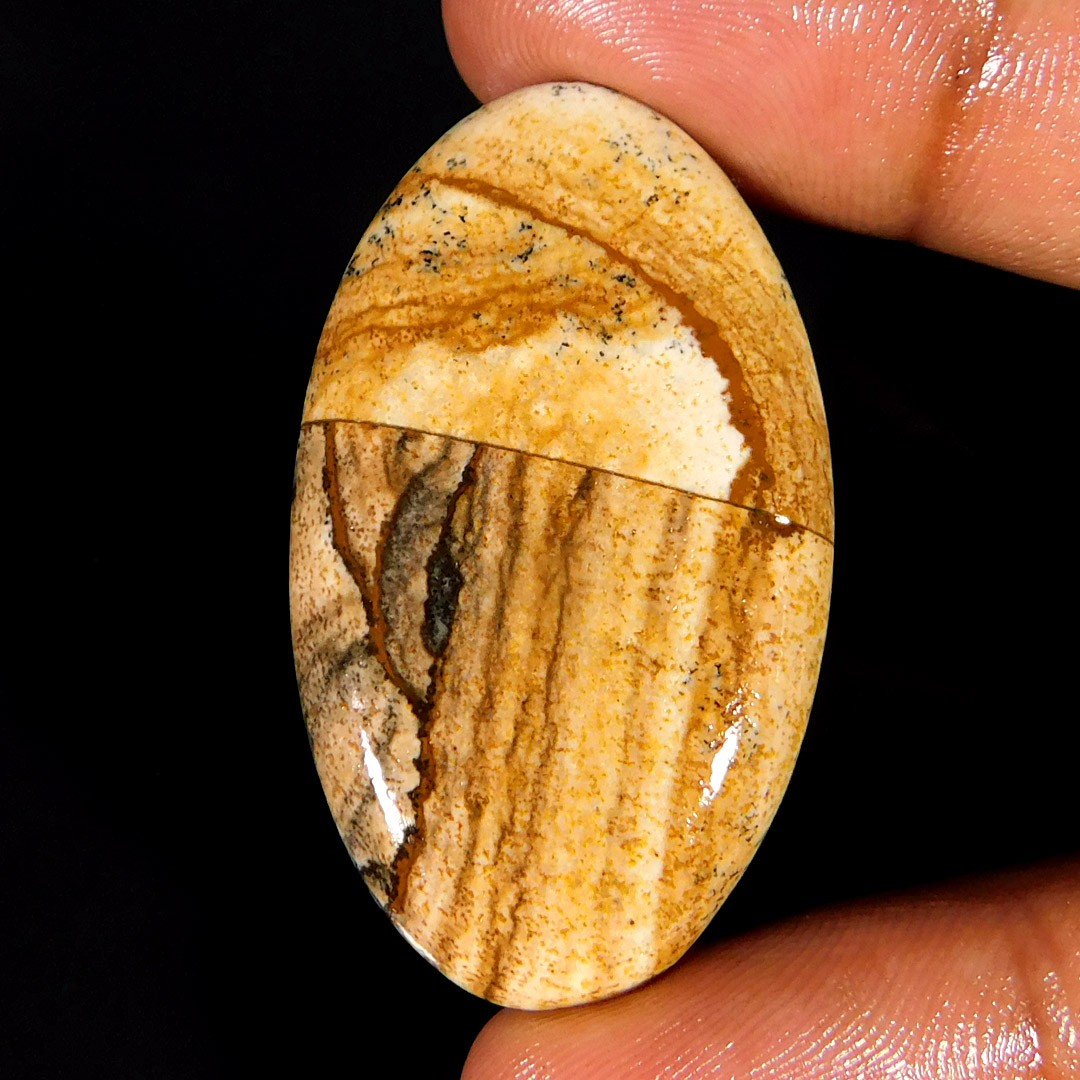 Natural Antique PICTURE Jasper Loose Gemstone Oval Cabochon 42x25x05 mm 40.55Ct