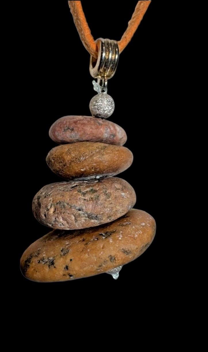 Beach Stone Cairn Necklace with stones from the shores of Lake Michigan