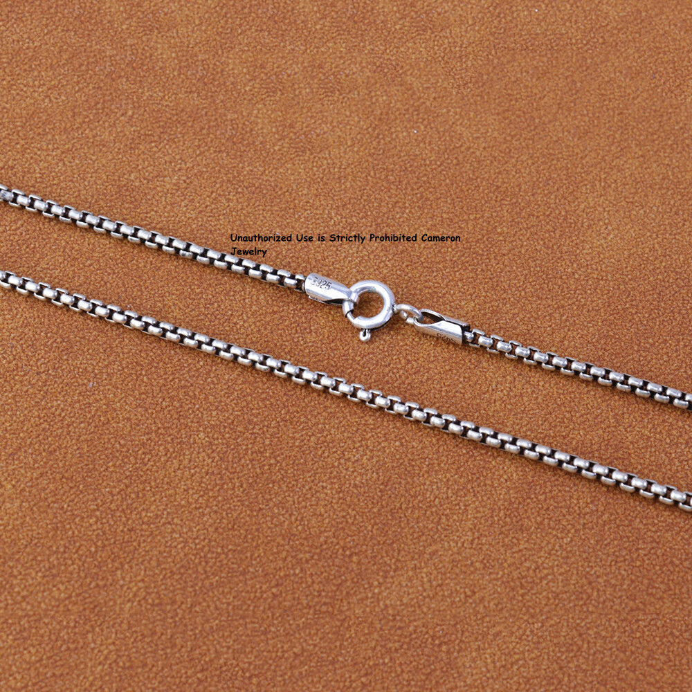 Pure S925 Sterling Silver Chain 2mm Solid Box Link Necklace 14-15g 31.8inch