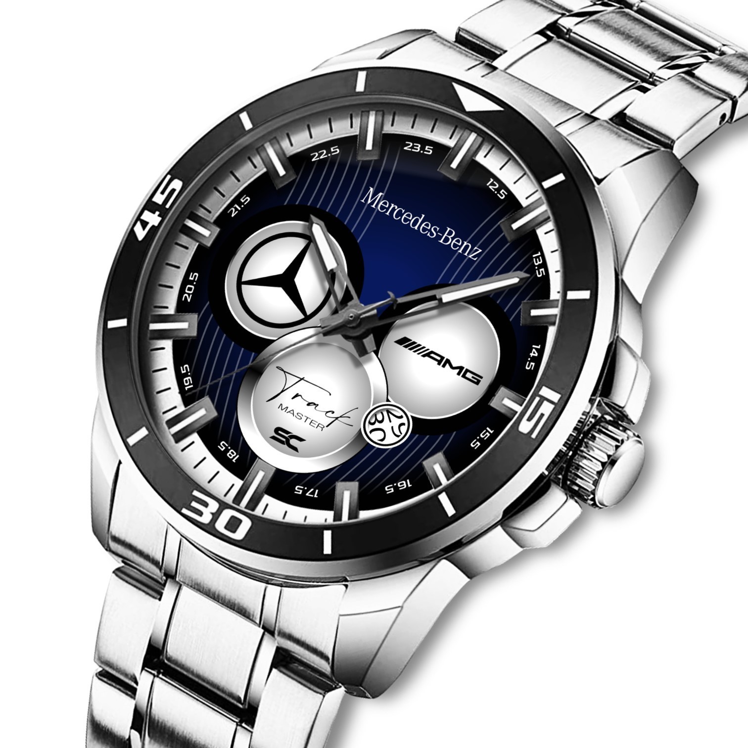 Mercedes Benz Track Master AMG Sport Steel Wrist Watch for Lovers