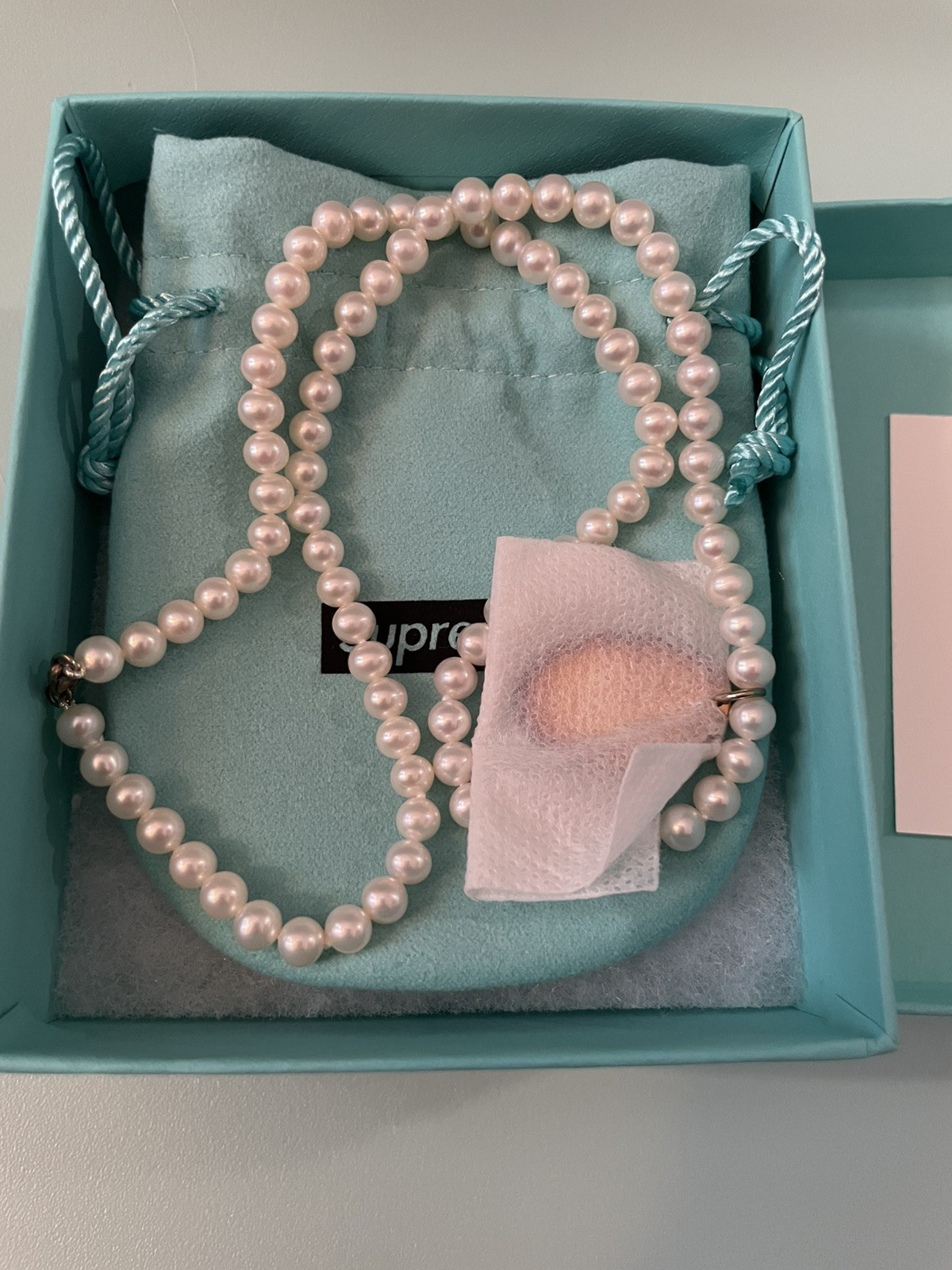 SUPREME TIFFANY & CO. OVAL TAG PEARL 925 STERLING SILVER 51 CM LENGTH NECKLACE