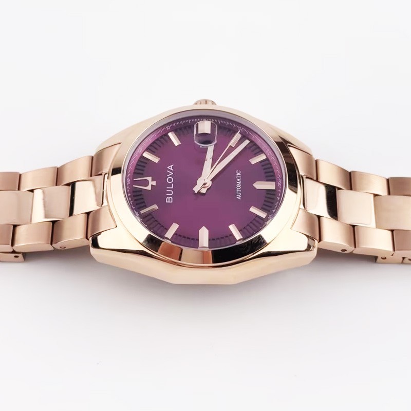 Bulova Surveyor 97B234 Automatic Men’s Watch Purple Dial Rose Gold 39MM