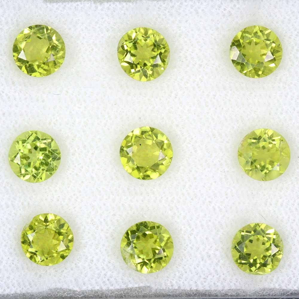 Round Cut Natural Unheated Top Rich Green Peridot 9pcs 8.22ct 5.7mm Lot Gemstone