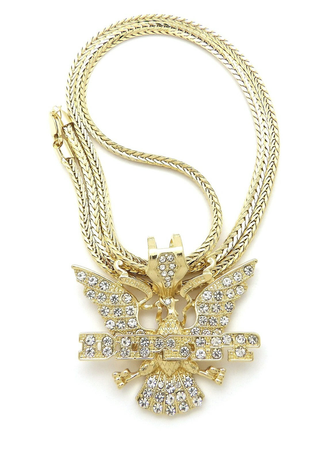 Stone Filled Dipset Pendant 4mm 30″ Brass Franco Chain Hip Hop Necklace RC3701