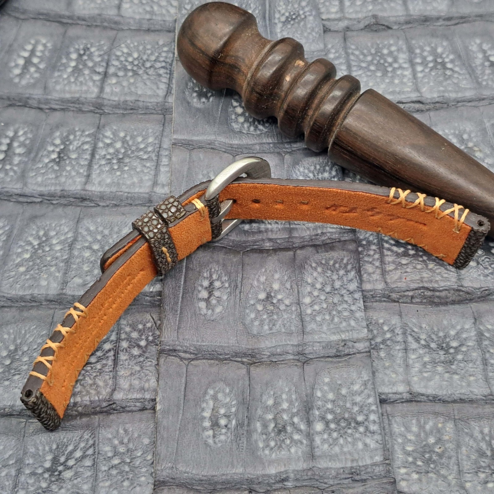 28mm/24mm Stingray Leather Watch Band Bespoke Exotic Leather Minimalist Design