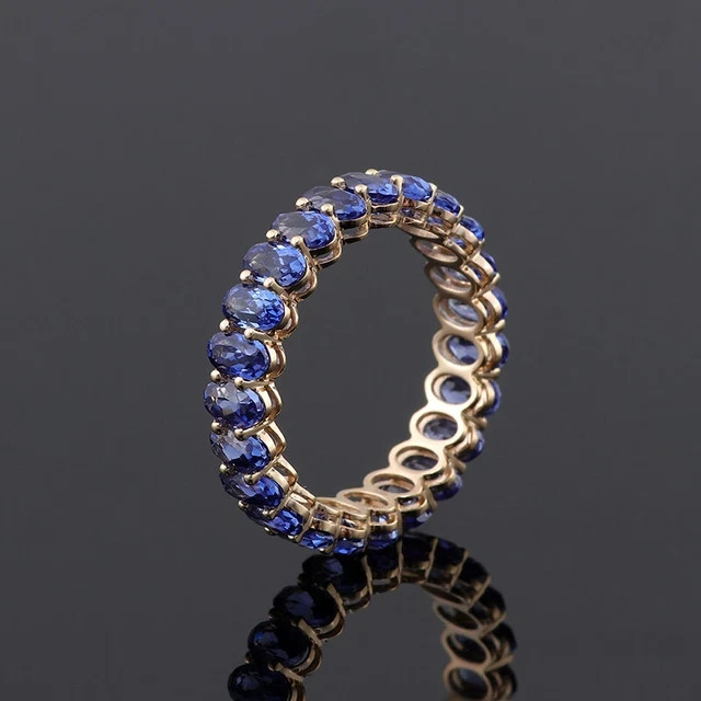 3Ct Oval Blue Tanzanite Eternity wedding Engagement Ring 14K Rose Gold Plated
